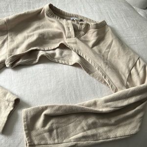 Zara Creme‎ Ultra Cropped Long Sleeve Crew + Jogger Set